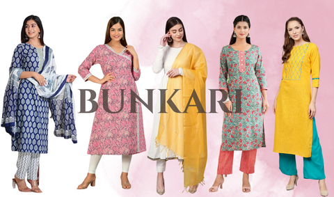 Buy Pink & Green Kurta Suit Sets for Women by AURELIA Online | Ajio.com